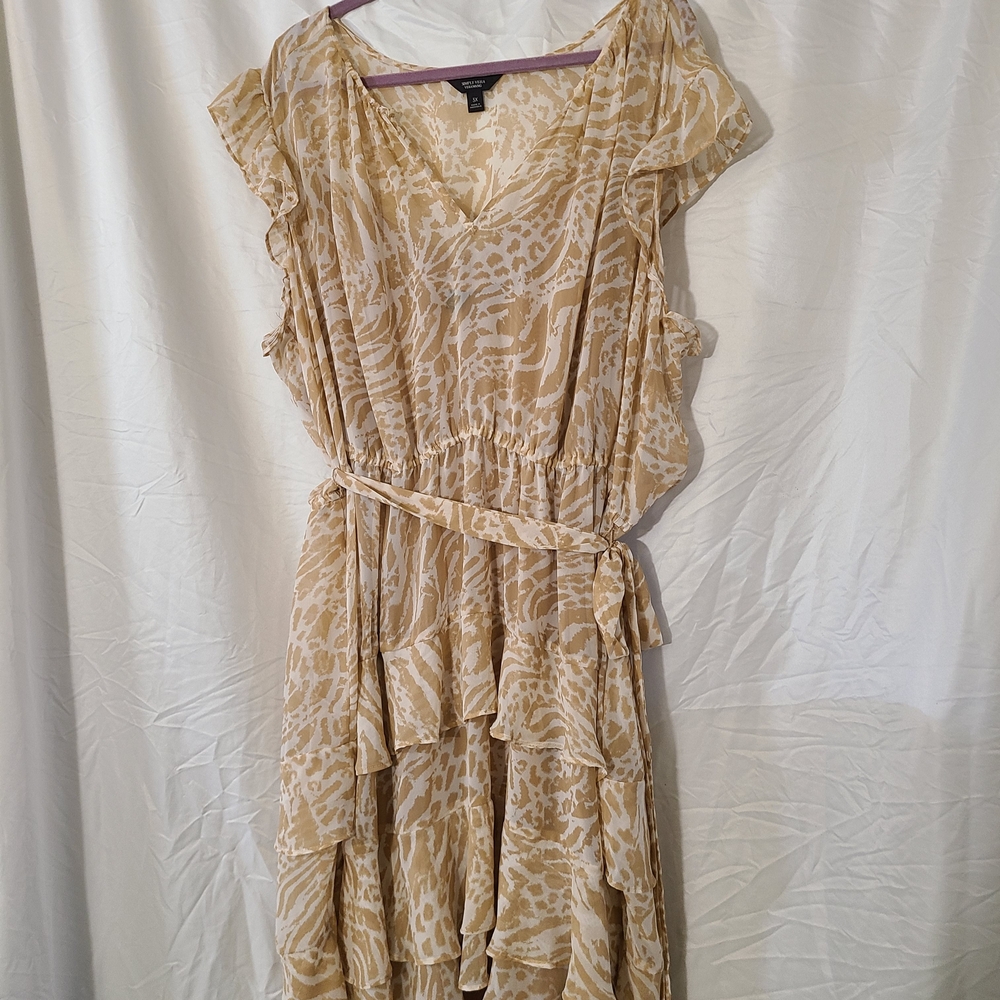 Simply Vera Vera Wang Tan Ruffled Tie Front Sundress